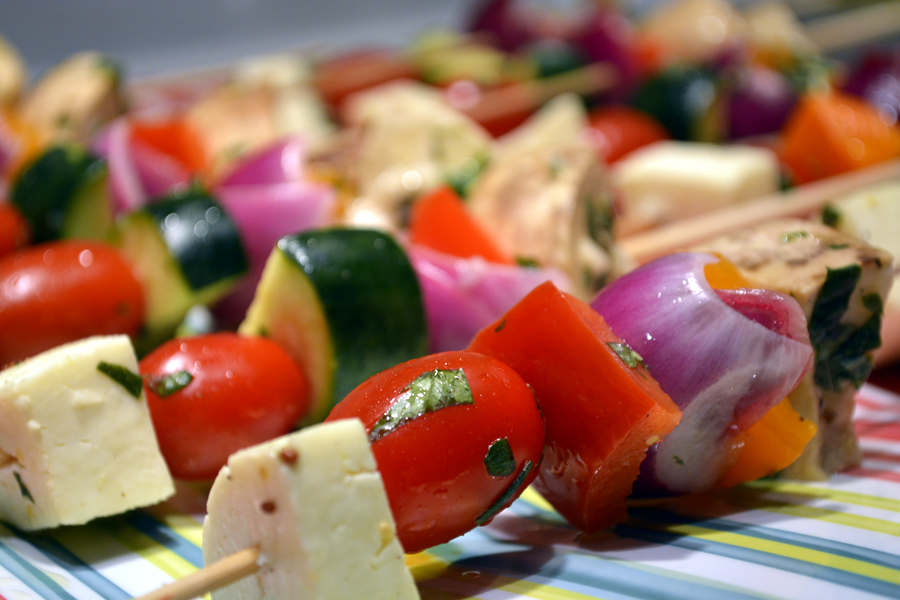 Veggie Kebabs with Halloumi Cheese